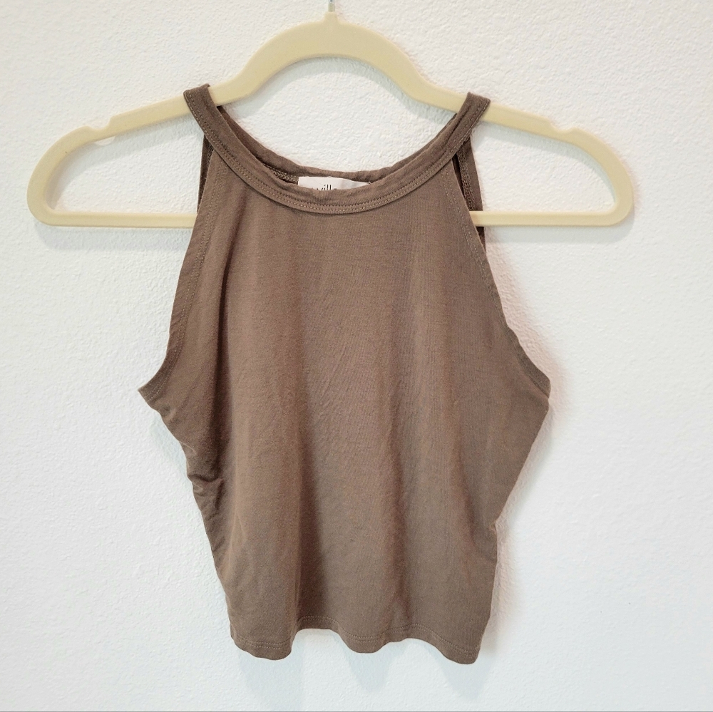 Willows Soft Brown Halter Style‎ High Neck Tank Top Women’s S